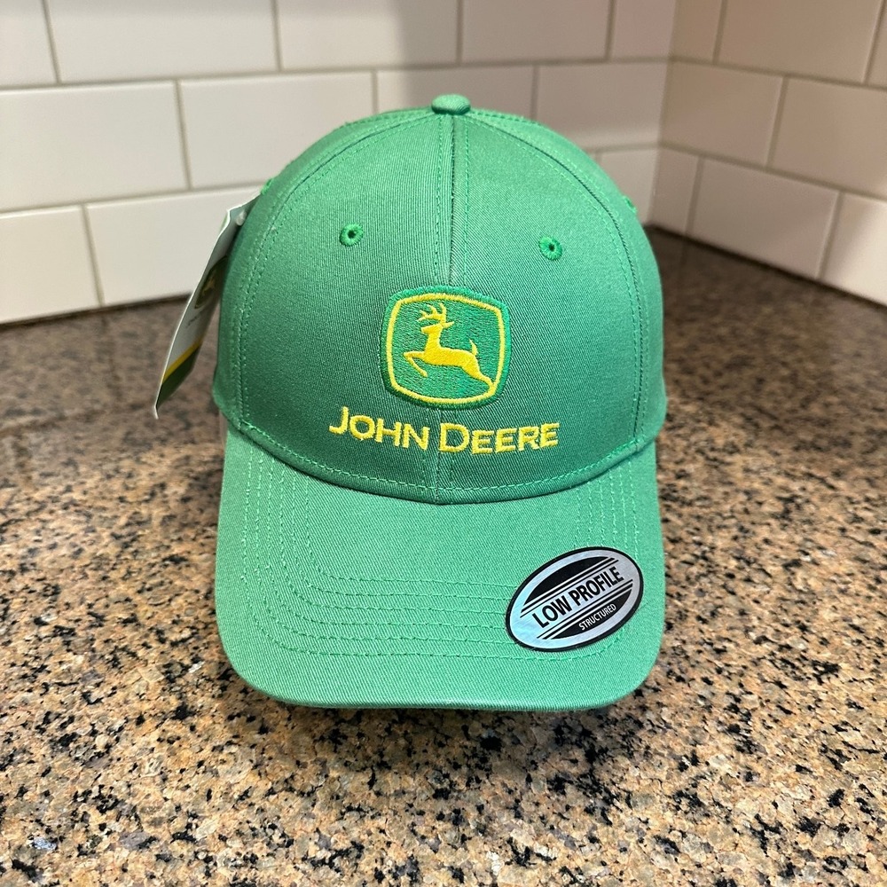 John Deere‎ Low Profile Structured Baseball Cap Adjustable Green Yellow New